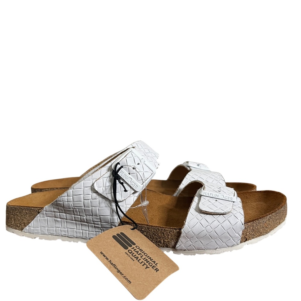 New Haflinger Men Bio‎ Andrea Sandals White Intreccio Leather size EU 46 Comfort